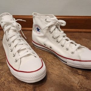 NEW white Converse high-tops, men 8.5/women 10.5